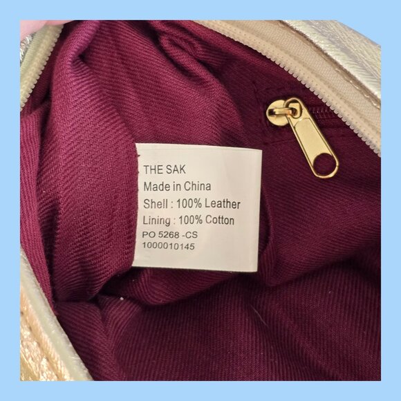 The Sak Leather Shoulder Bag Purse Metallic Gold 12" Long - Picture 12 of 12